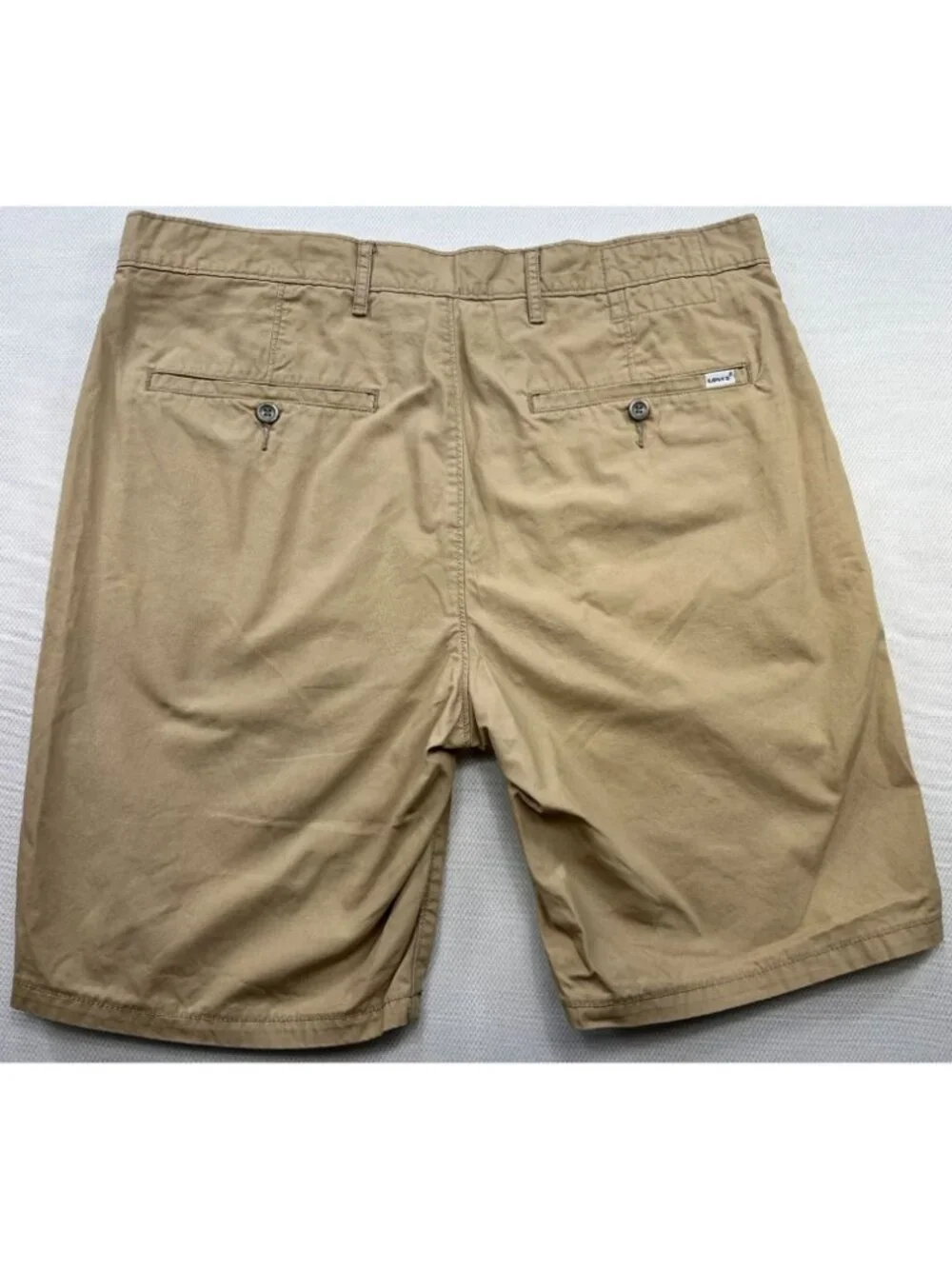 Levis Men's Cotton Chino Shorts Flat Front Stretch Size 36 Khaki Solid Casual